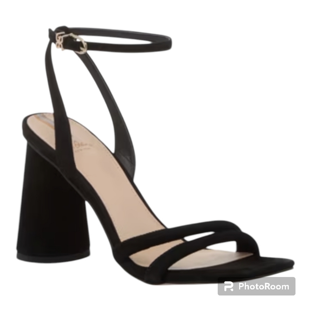 Sam Edelman Kia Black Suede Block Heel Sandals Women's 7.5 EUC Orig.$120